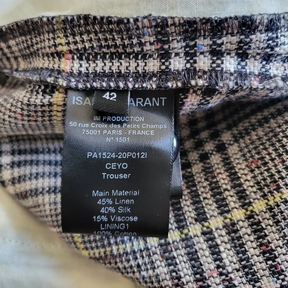 New ISABEL MARANT Ceyo Checked High-Rise Slim Fit Trouser Pants NWT 10 US/42 FR - Picture 14 of 15